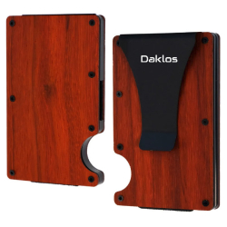 DAKLOS Wood RFID dřevěná mini peněženka s klipem palisandr