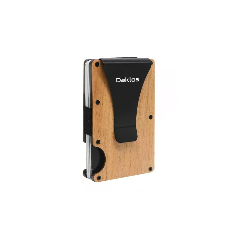 DAKLOS Wood RFID bezpečnostní dřevěná mini peněženka s klipem bambus