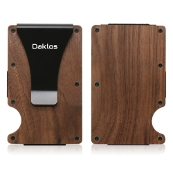 DAKLOS Wood RFID dřevěná mini peněženka s klipem ořech