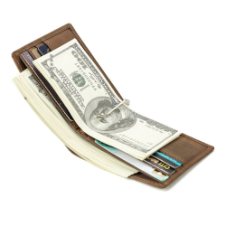 Tenká kožená peněženka z pravé kůže s klipem na peníze