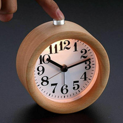 Dřevěný digitální budík / hodiny - kulatý