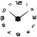 Nalepovací 3D nástěnné analogové hodiny - číslice dokola - černé