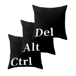 Ctrl Alt Del polštáře - 45 cm x 45 cm - černý set