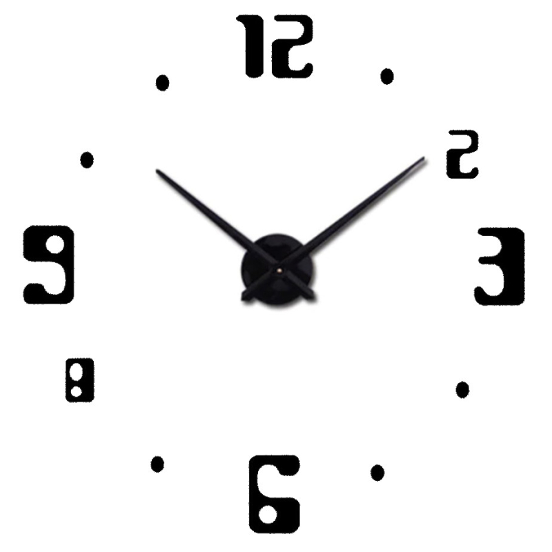 Nalepovací 3D nástěnné analogové hodiny - různé číslice - černá