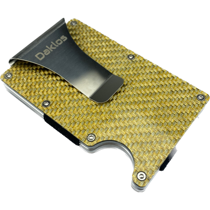 Karbonová mini peněženka CARBET RFID carbon s klipem - zlatá