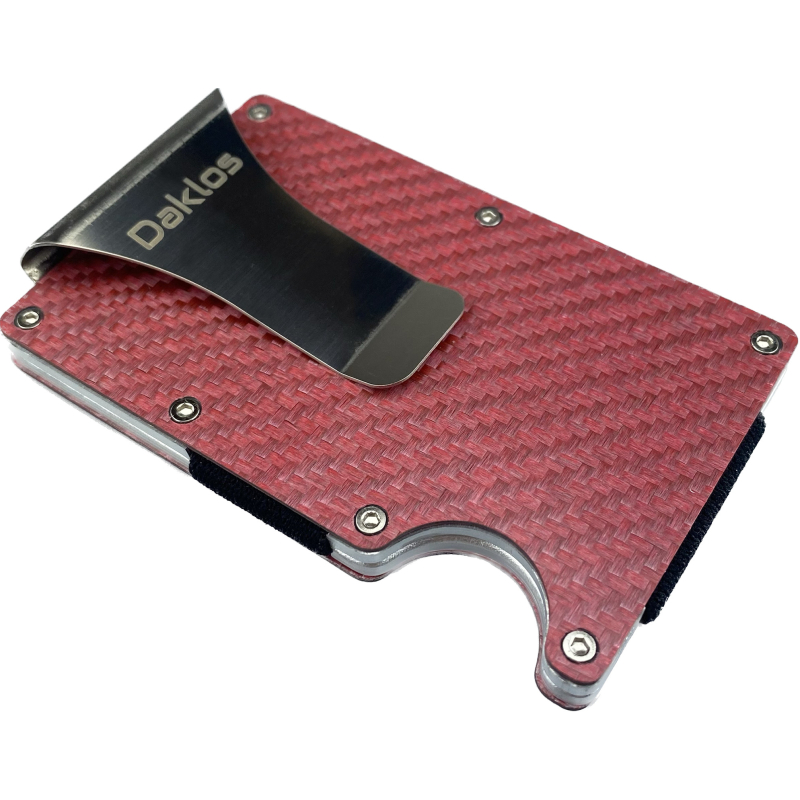 Karbonová mini peněženka CARBET RFID carbon s klipem - růžová