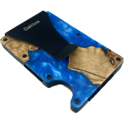 DAKLOS Woodlos bezpečnostní RFID dřevěná mini peněženka s klipem - modrá - 101372