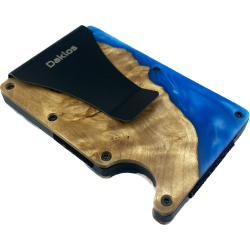 DAKLOS Woodlos bezpečnostní RFID dřevěná mini peněženka s klipem - tmavě modrá - 101374