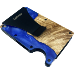 DAKLOS Woodlos bezpečnostní RFID dřevěná mini peněženka s klipem - tmavě modrá - 101378