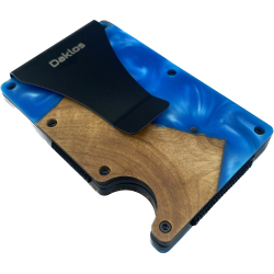 DAKLOS Woodlos bezpečnostní RFID dřevěná mini peněženka s klipem - modrá - 101380