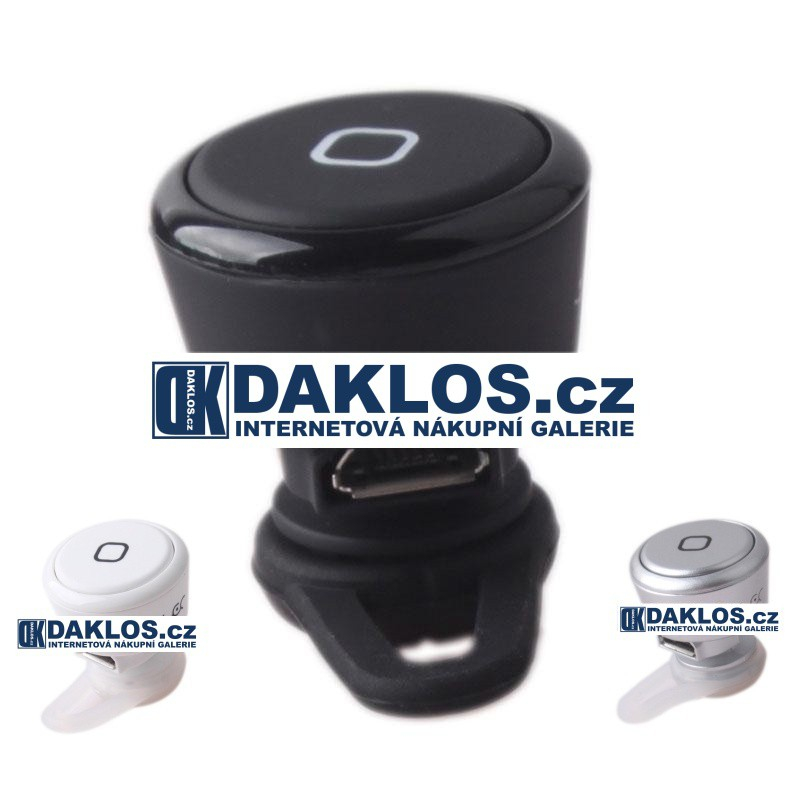 Mini bluetooth headset / Hands-free - 3 barevné vatianty, Barva Černá