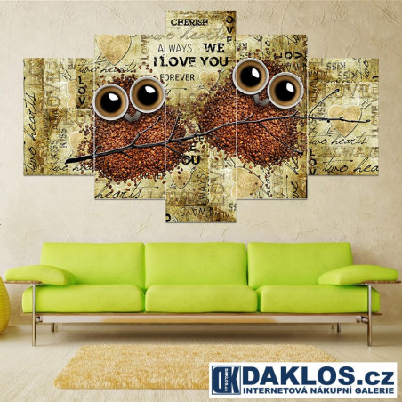5x Obraz / Plátno / Plakát na zeď - Káva / Sovy