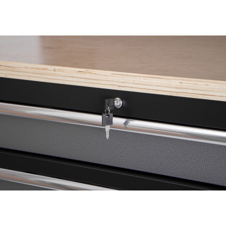 Mobilní pracovní stůl s děrovanou deskou a horními skříňkami - AH1371A