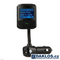 Bluetooth FM transmitter / Nabíječka s LCD displejem do auta / MP3 / 12 V s dálkovým ovladačem / Hands-free