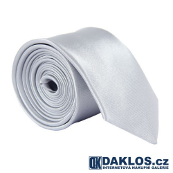 Luxusní stříbrná kravata - hedvábí / polyester
