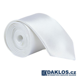 Luxusní bílá kravata - hedvábí / polyester