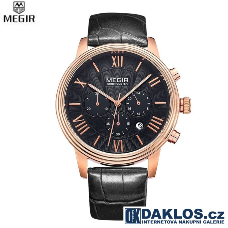Luxusní hodinky MEGIR ve zlato černém provedení