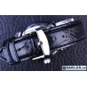 Luxusní černé hodinky WINNER s průhledným strojkem s modrými detaily