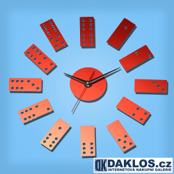 Nalepovací 3D nástěnné analogové hodiny - domino - červené