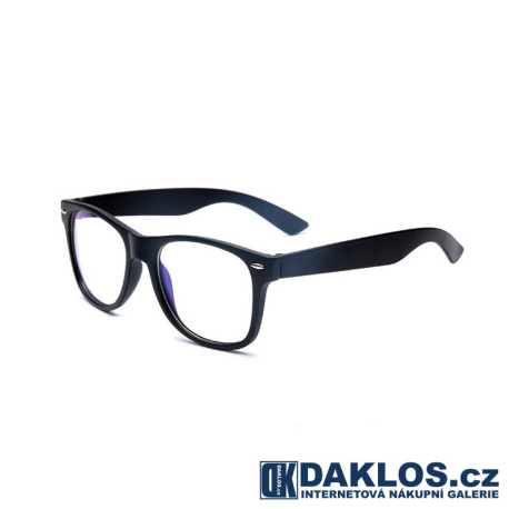 Černé stylové RETRO brýle s čirými skly / čočkami