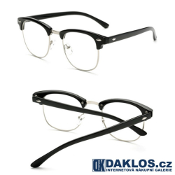 Černé RETRO stylové brýle s čirými skly / čočkami