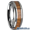 Ocelový prsten s hnědým dřevem