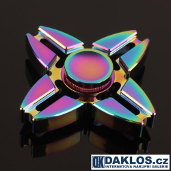 Luxusní kovový barevný Fidget Spinner QUADRAL / Spinee proti stresu / Antistresové ložisko v kovové krabičce