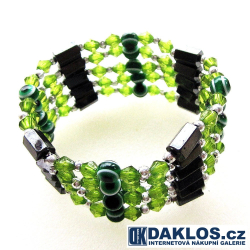 Luxusní magnetický náramek / náhrdelník Hematit - OKO - zelený