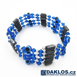 Luxusní magnetický náramek / náhrdelník Hematit - OKO - tmavě modrý