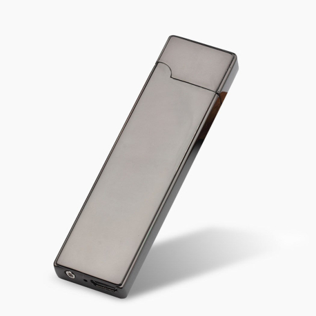 Kovový větruodolný cigaretový nabíjecí elektronický zapalovač - tmavě šedý