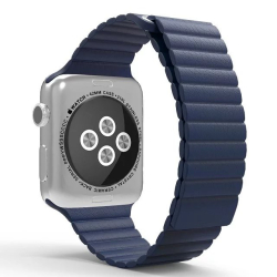Kožený elegantní pásek na Apple Watch  - modrý 