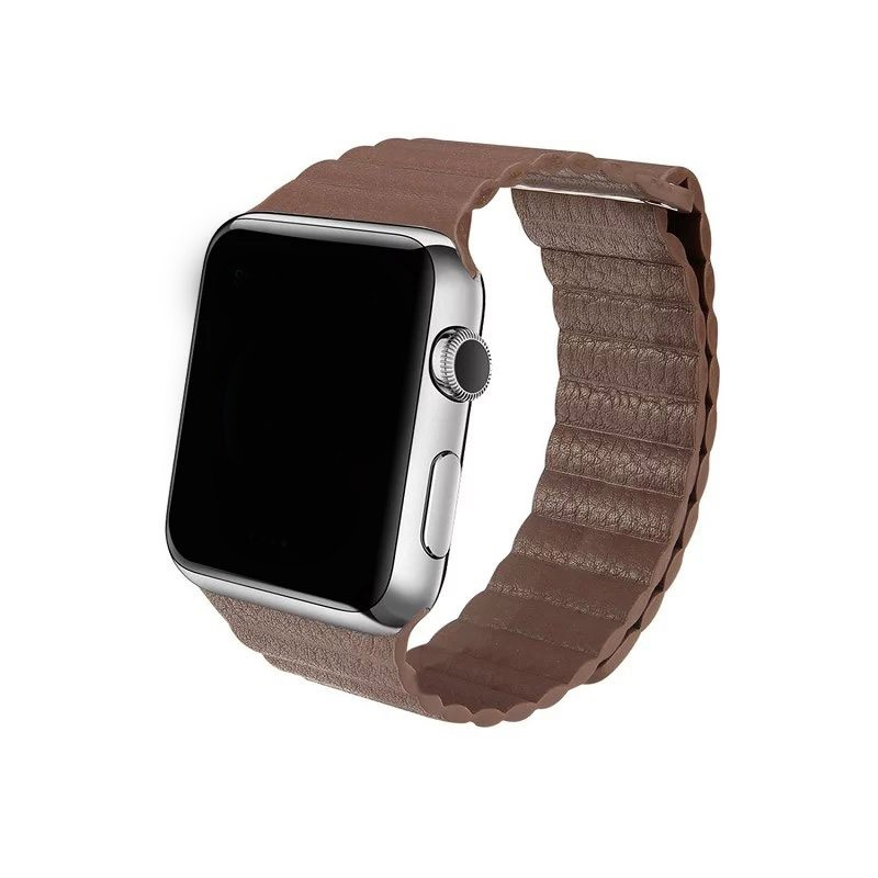 Samurrai kožený magnetický řemínek na Apple Watch - hnědý, Šířka hodinek 42 / 44 mm