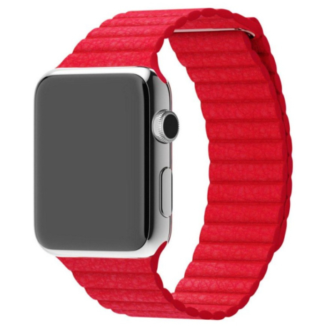 Kožený elegantní pásek na Apple Watch - červený