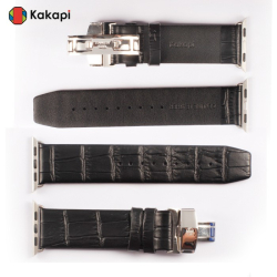 Řemínek z krokodýlí kůže na Apple Watch - Black