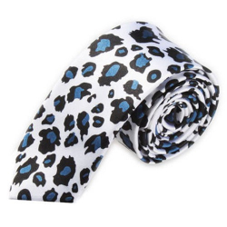 Luxusní úzká kravata - bílý leopard
