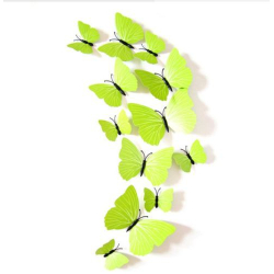 12 kusů - 3D nálepka / samolepka na stěnu - zelení motýli