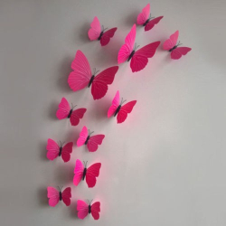 12 kusů - 3D nálepka / samolepka na stěnu - červení motýli