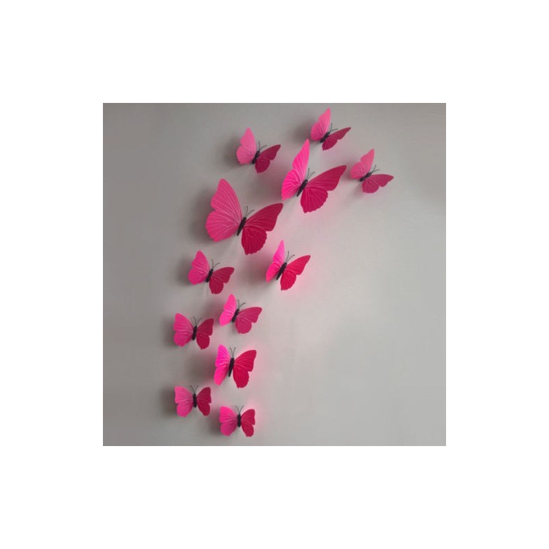 12 kusů - 3D nálepka / samolepka na stěnu - červení motýli