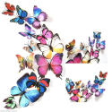 12 kusů - 3D nálepka / samolepka na stěnu - barevní motýli