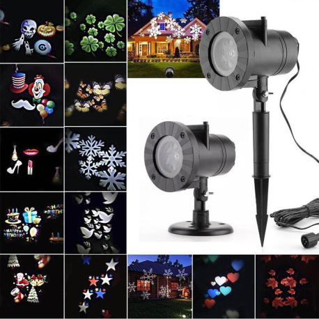 LED projektor 4×3W na dům - 12 obrázkových filtrů