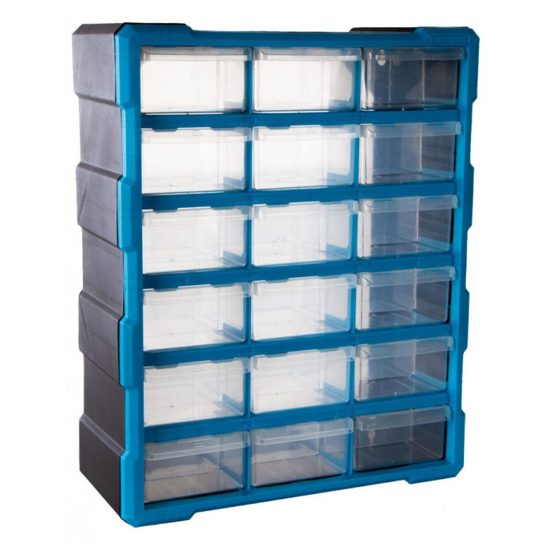 Plastový organizér / box na šroubky, 18 rozdělovníků - MW1506