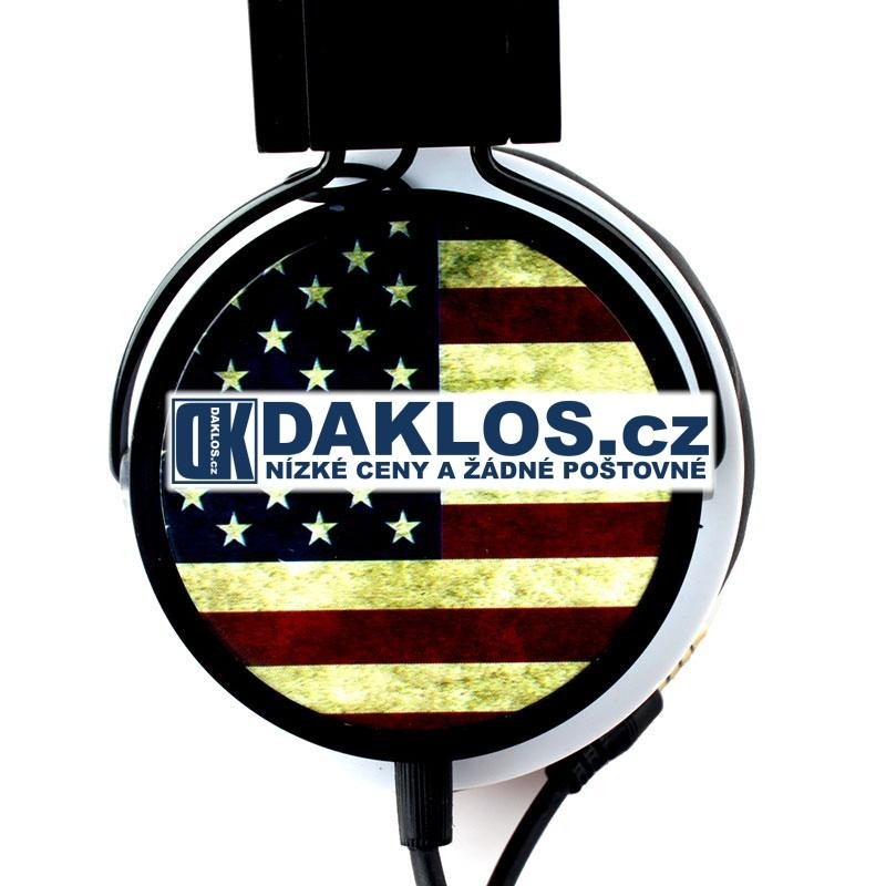 Stereo sluchátka s retro vlajkou - Amerika / USA (3,5 mm Jack)