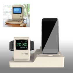 Stojánek pro Apple iPhone Airpods styl retro Macintosh - bílý