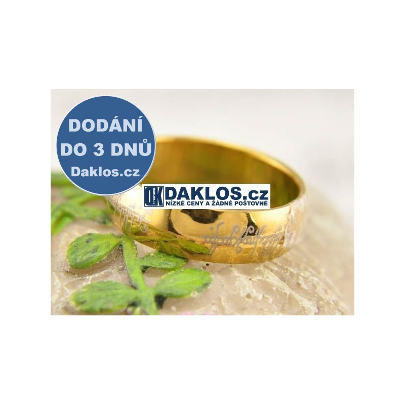 Prsten na motivy filmu Pán Prstenů- zlatý - 6 mm, Velikost prstenu 21 / 11 / (XXL)