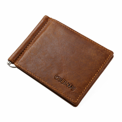 Super tenká elegatní kožená pánská peněženka GUBINTU - hnědá pravá kůže / useň