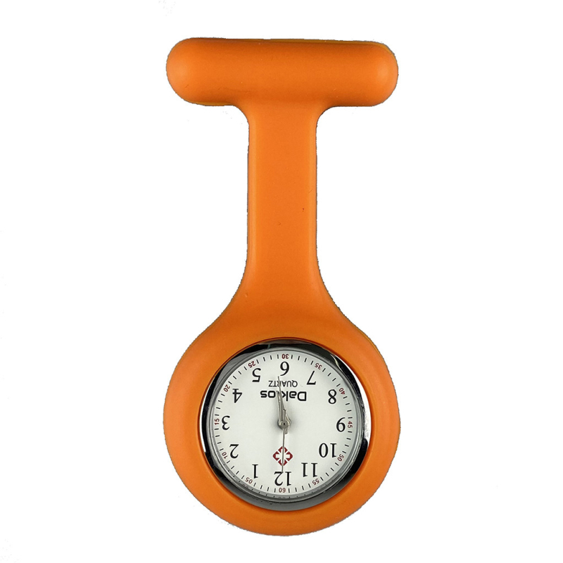 Silikonové připínací kapesní hodinky nejen pro zdravotní sestru - Oranžová