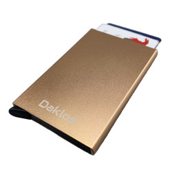 Kovové pouzdro a peněženka na karty a doklady až pro 8 karet - Růžově zlatá