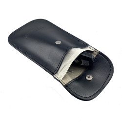 Kožené pouzdro blokující signál na klíče od auta, telefon a karty - černé