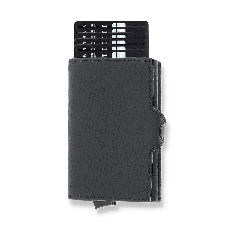 Bezpečnostní RFID peněženka a pouzdro na karty - černá pravá kůže