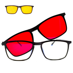 Brýle na počítač 3 v 1 proti 100% modrému a zelenému světlu, čirá, žlutá a červená skla + zdarma obal a hadřík